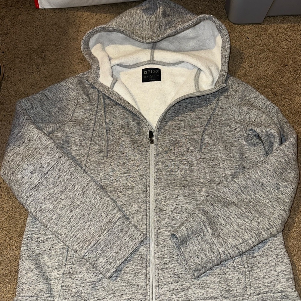 FIGS Heather Gray hooded jacket
